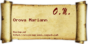 Orova Mariann névjegykártya